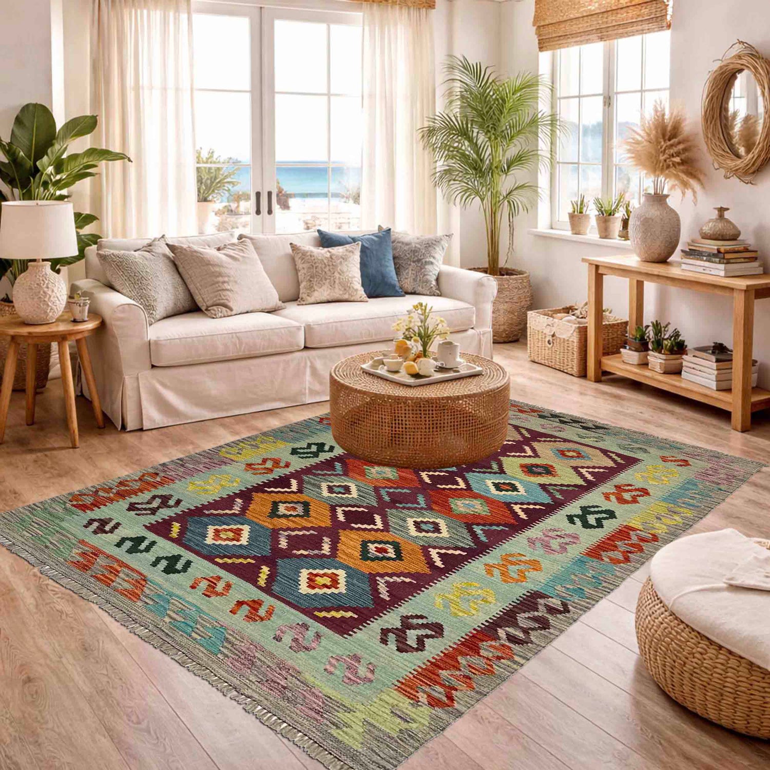Handmade Multi Kilim Geometric 4x6 ft