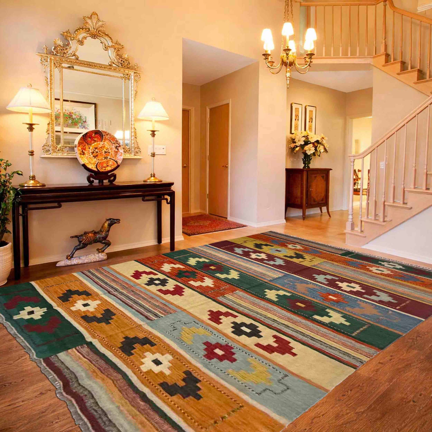 Handmade Multi Kilim Geometric 5x8 ft