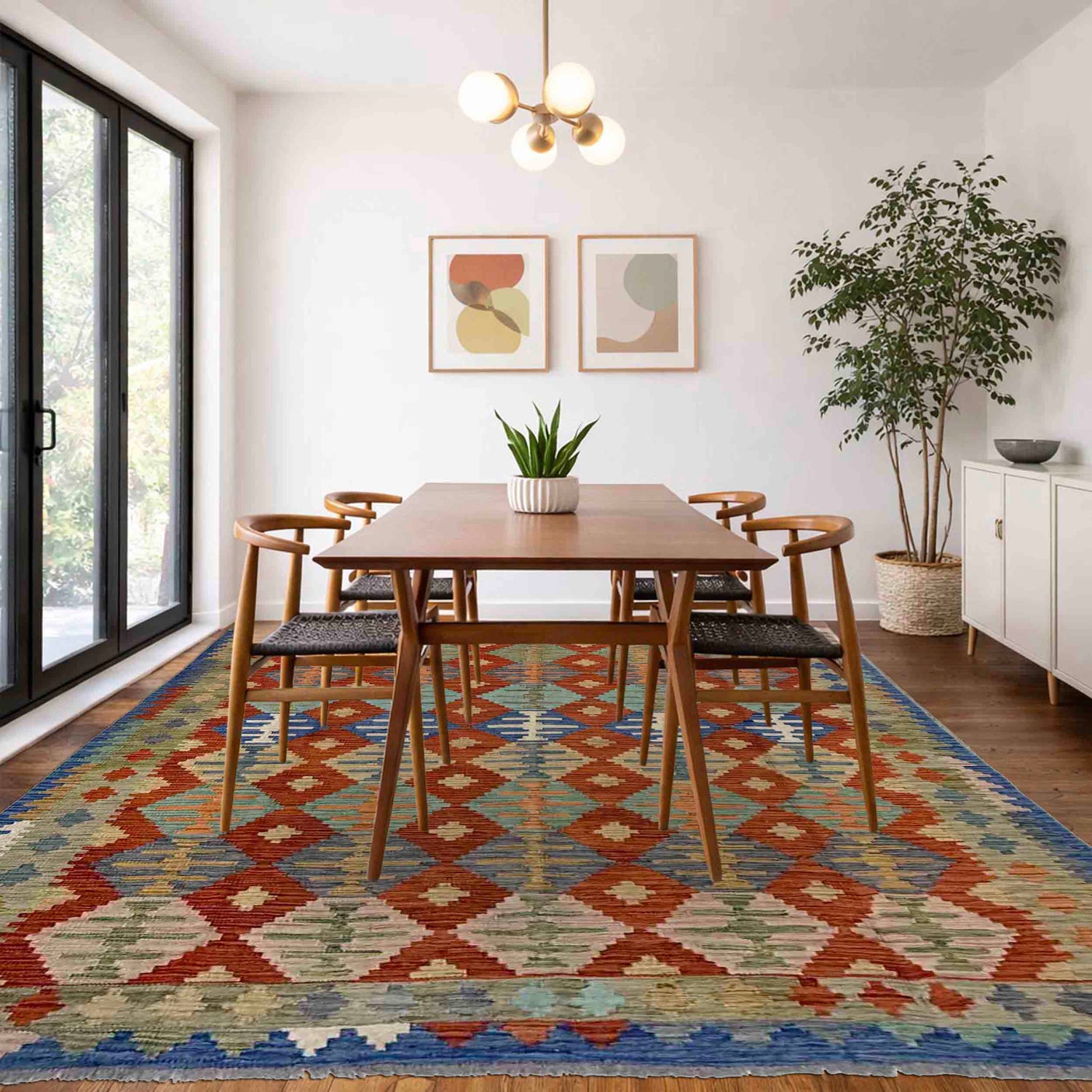 Handmade Multi Kilim Geometric 5x8 ft