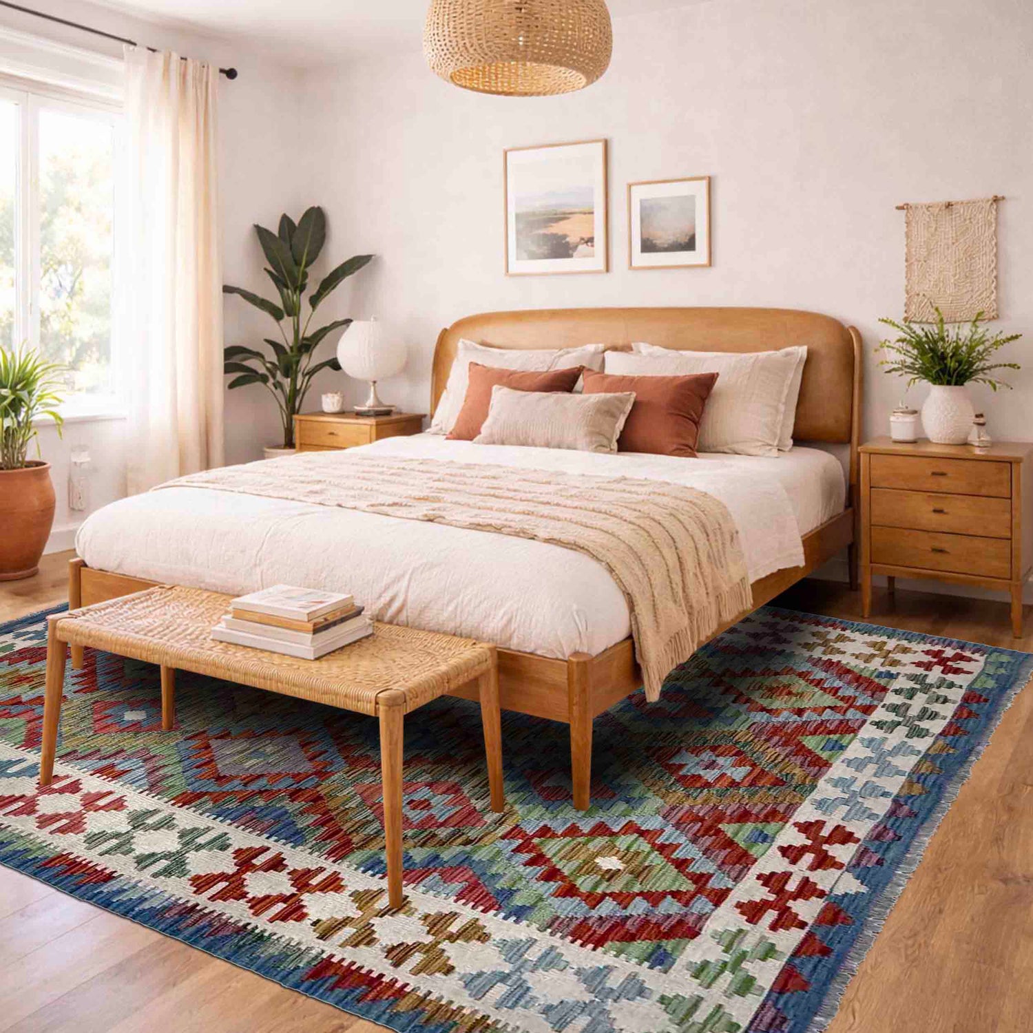 Handmade Multi Kilim Geometric 5x8 ft