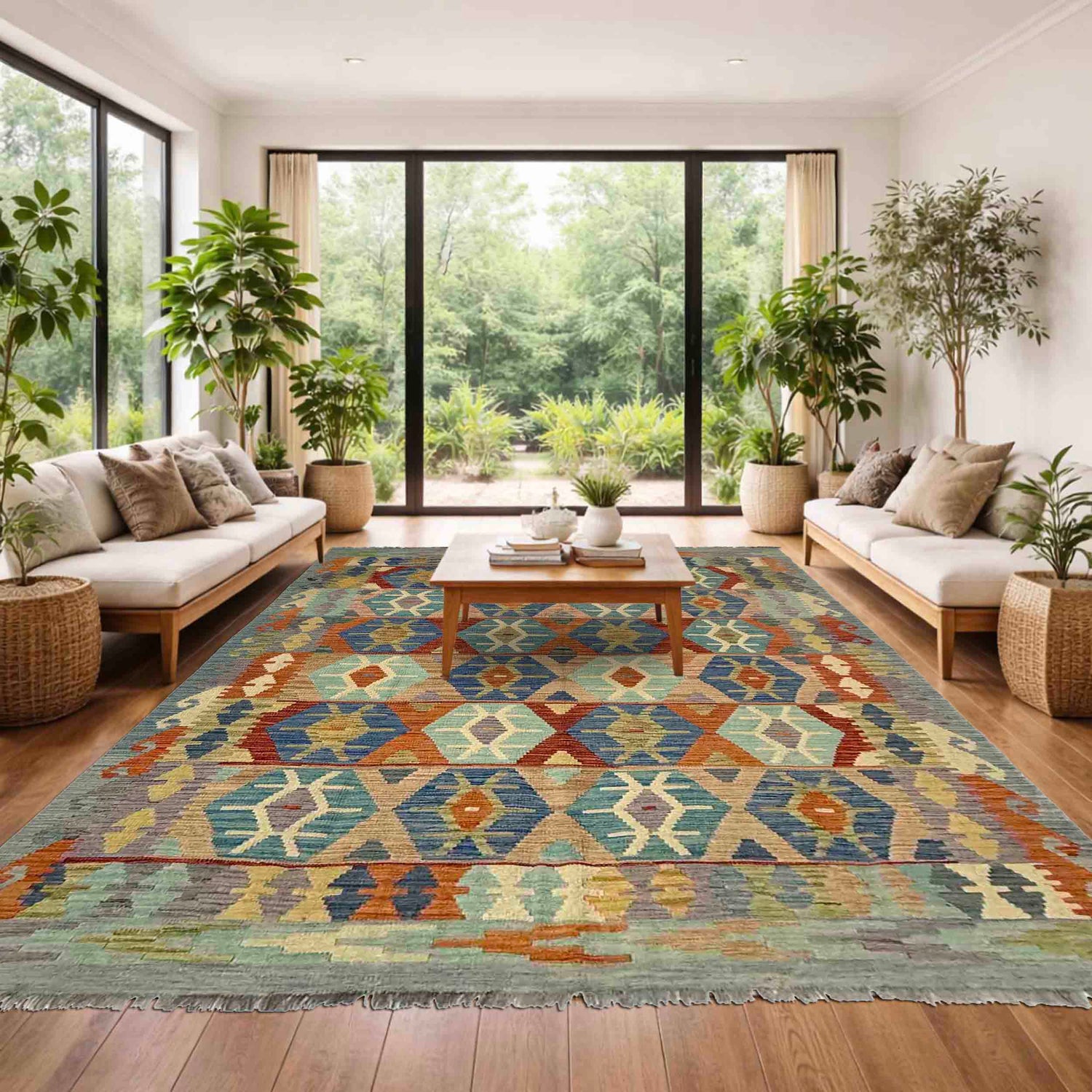 Handmade Multi Kilim Geometric 5x8 ft