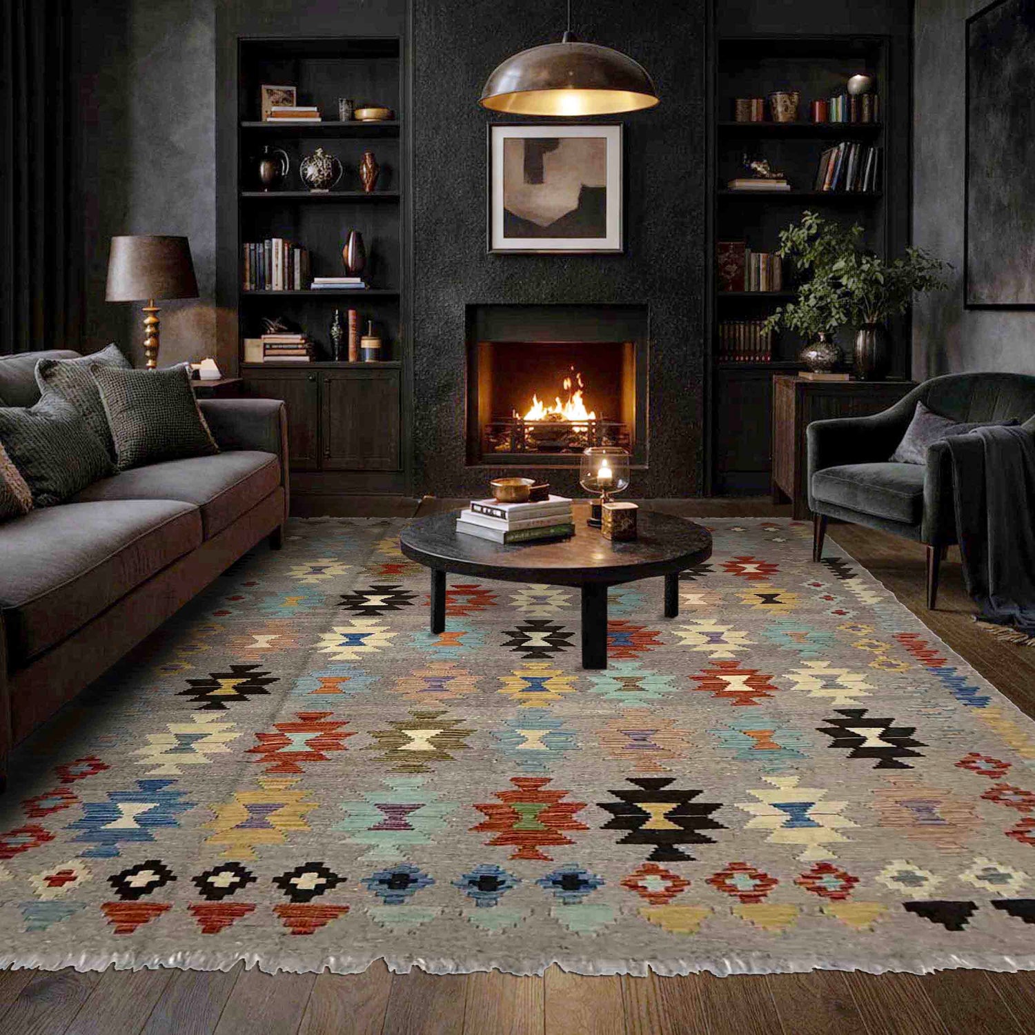 Handmade Multi Kilim Geometric 5x8 ft