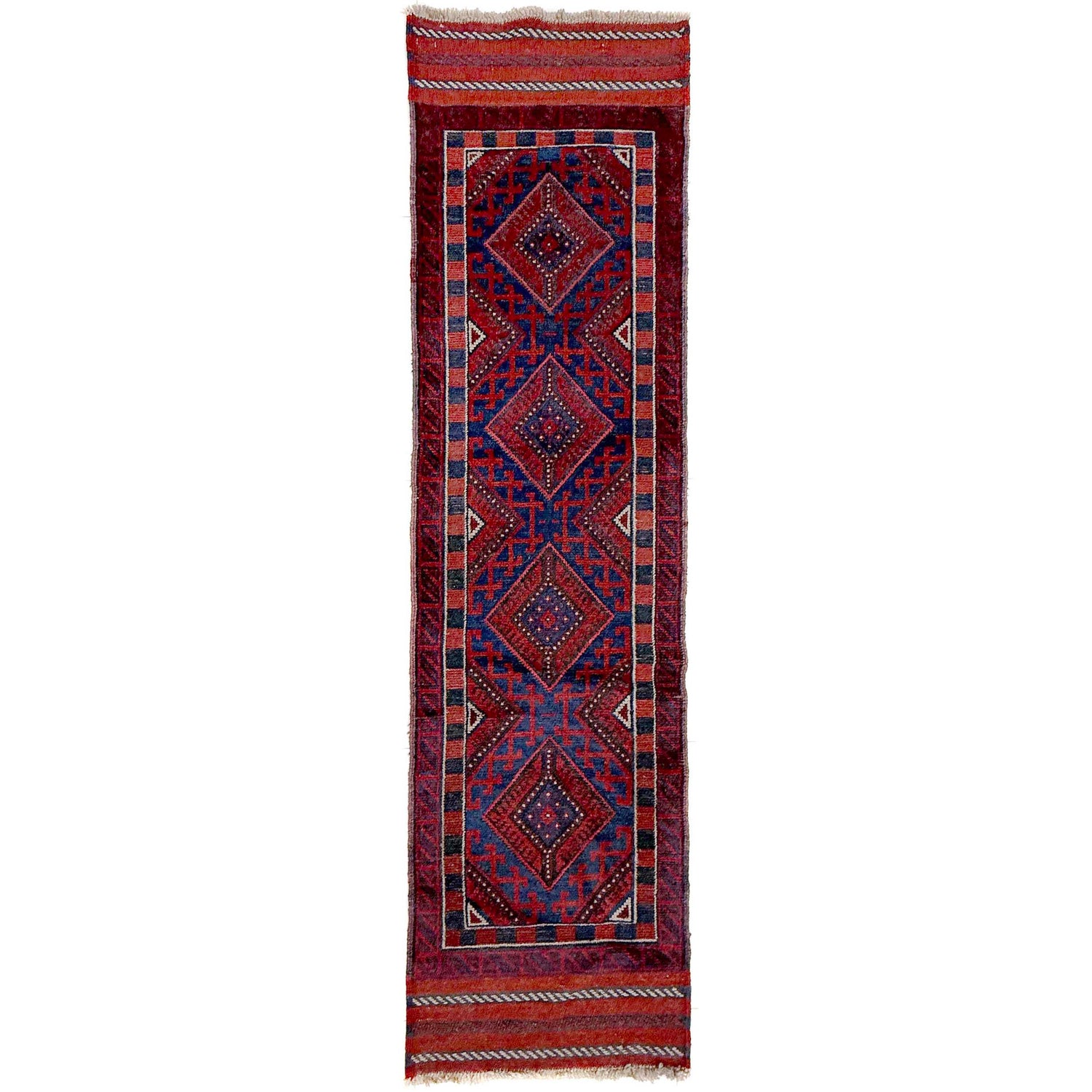 Mashwani Runner Rug Handmade Deep Red Geometric 8' Runner