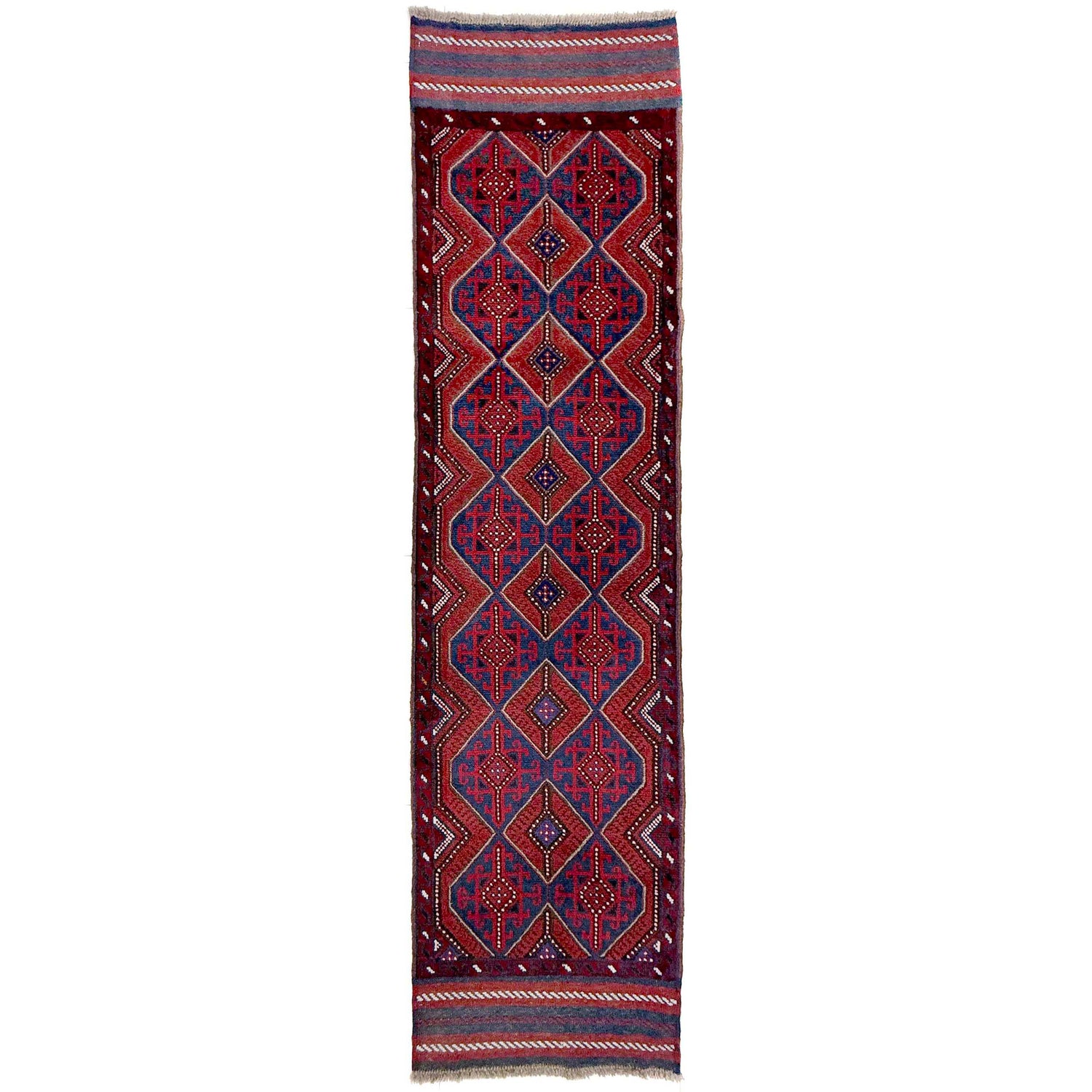 Mashwani Runner Handmade Deep Red Geometric 8' Runner