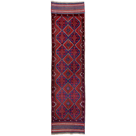 Mashwani Runner Handmade Deep Red Geometric 8' Runner