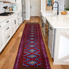 Mashwani Area Rug Runner Handmade Deep Red Geometric 8'