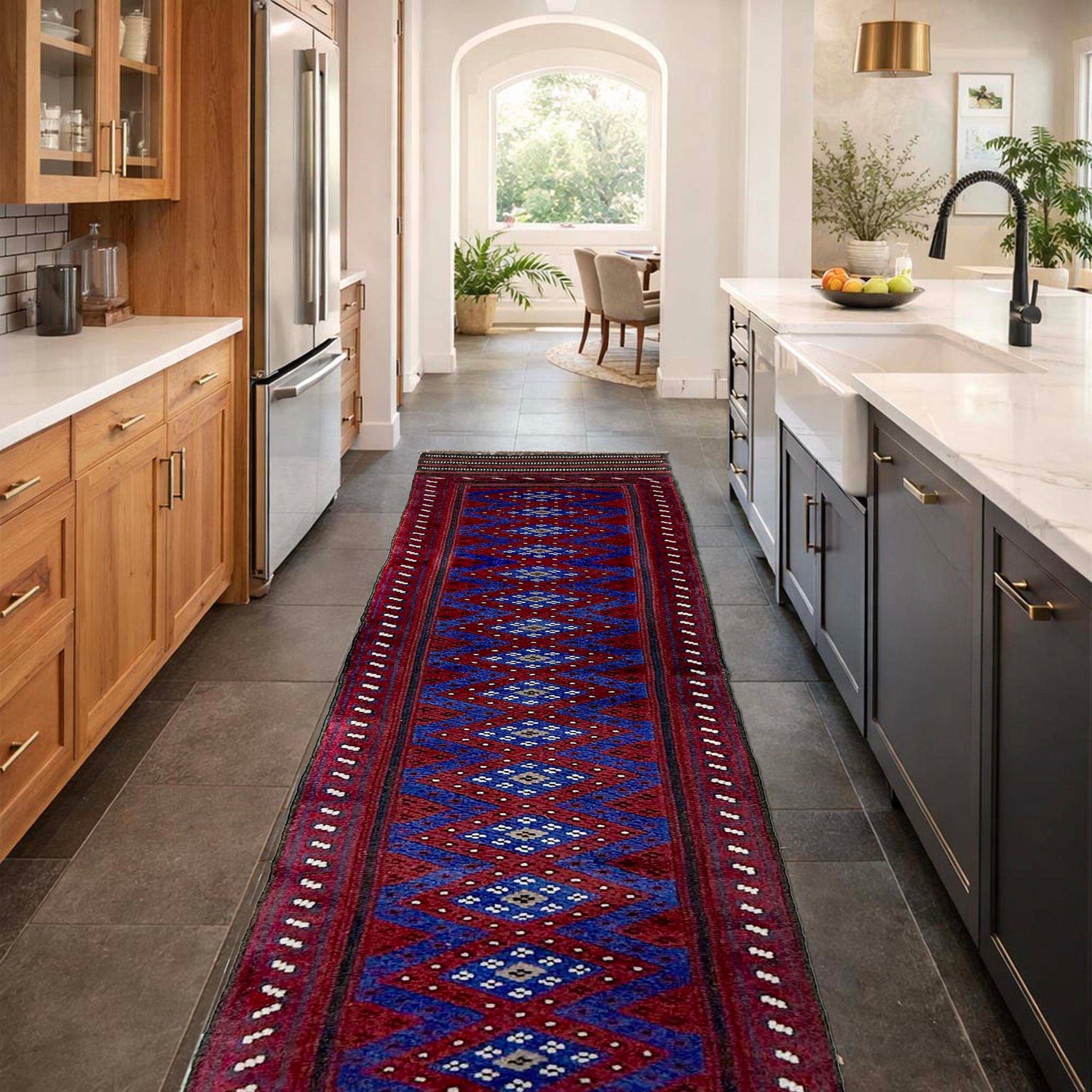 Mashwani Runner Rug Handmade Deep Red Geometric 8' Runner