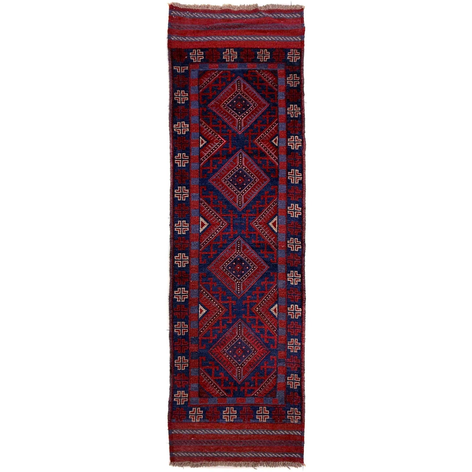Mashwani Runner Handmade Deep Red Geometric 8' Runner