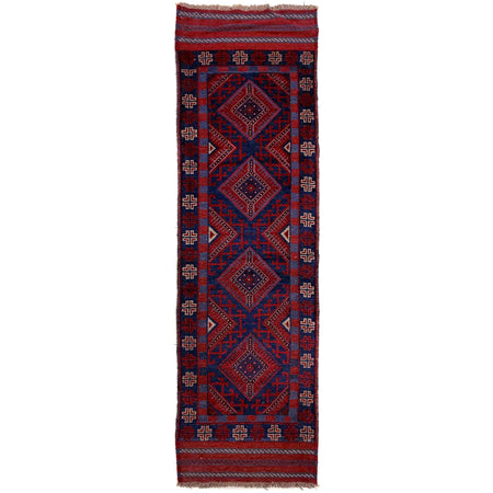 Mashwani Runner Handmade Deep Red Geometric 8' Runner