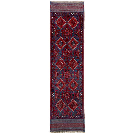 Mashwani Area Rug Runner Handmade Deep Red Geometric 8'