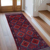 Mashwani Area Rug Runner Handmade Deep Red Geometric 8'