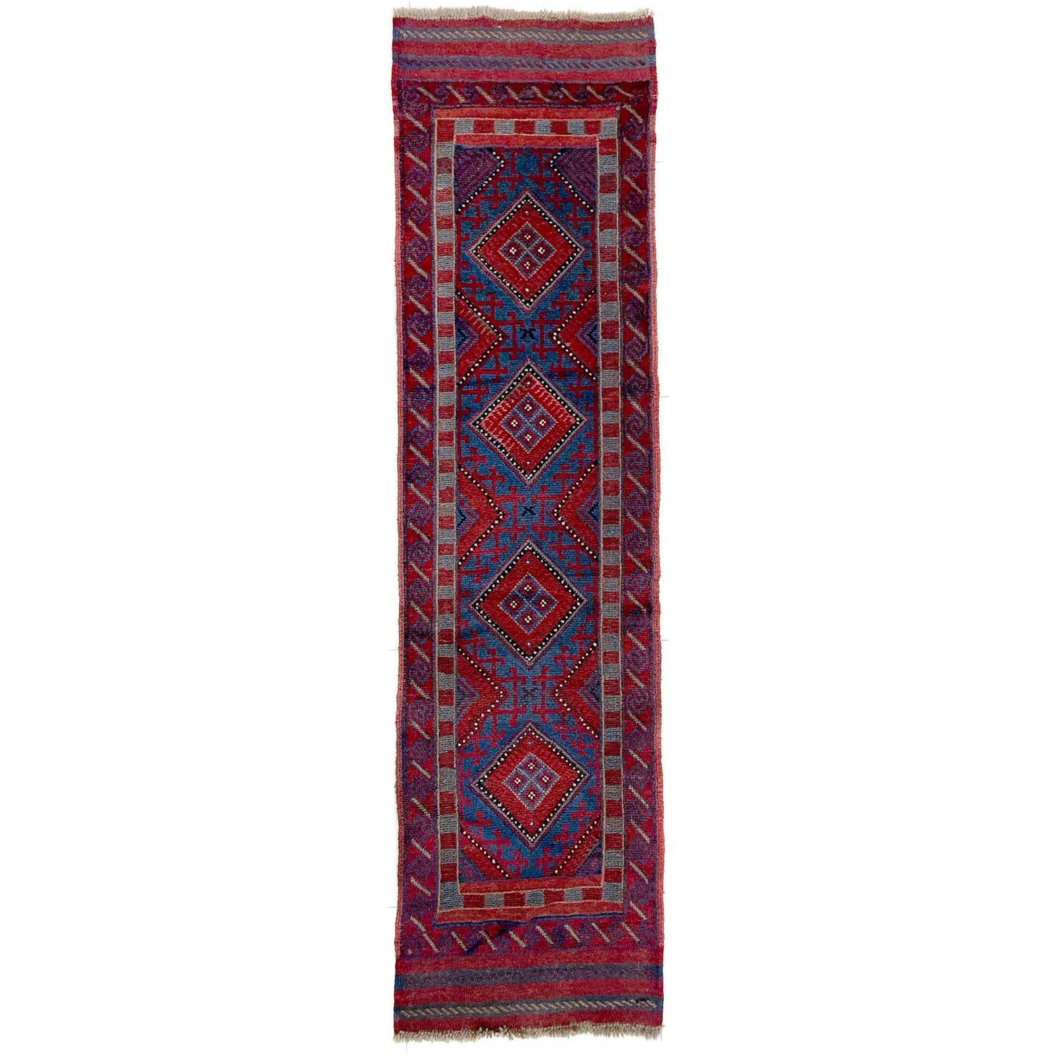 Mashwani Runner Rug Handmade Deep Red Geometric 8' Runner