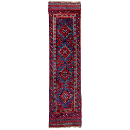 Mashwani Runner Rug Handmade Deep Red Geometric 8' Runner
