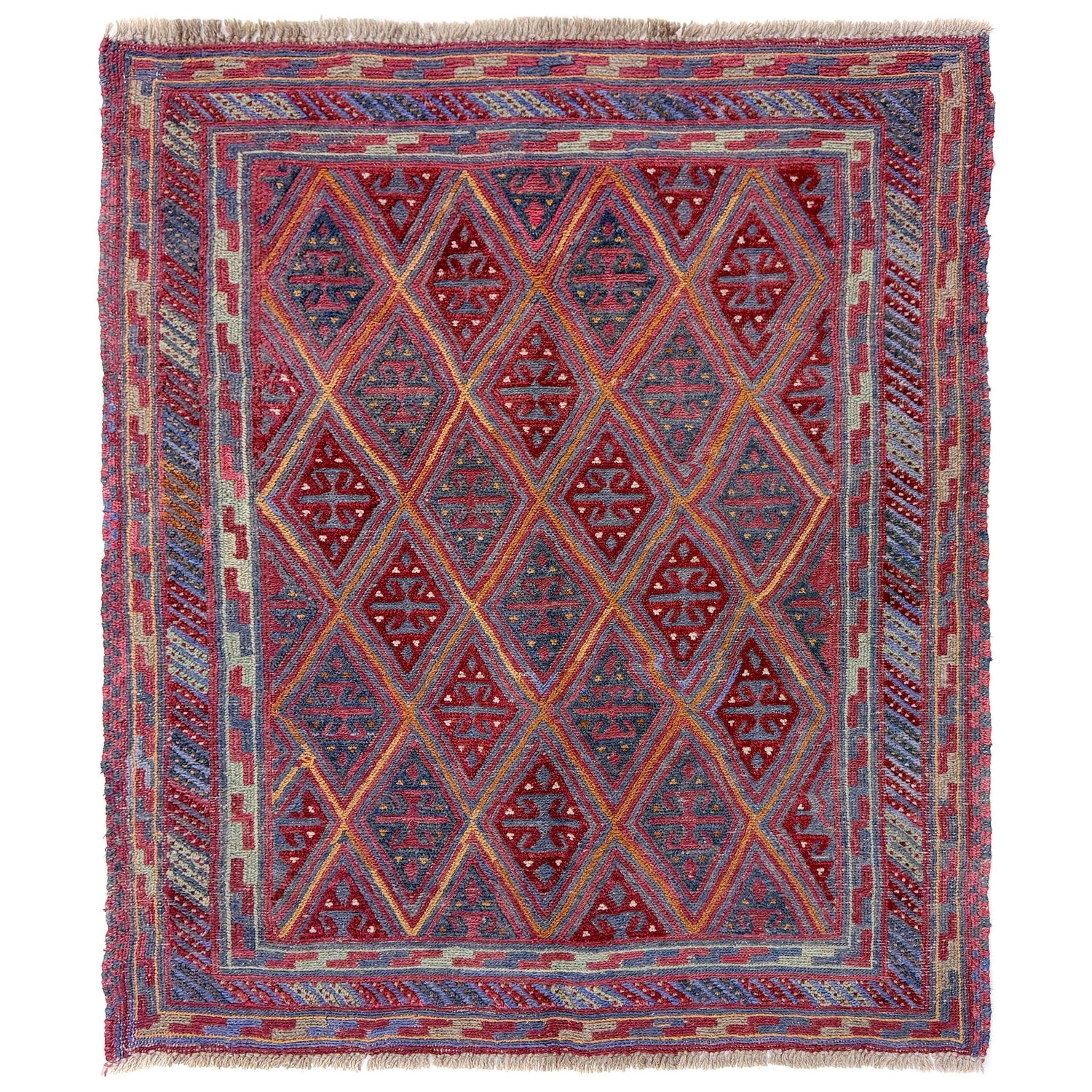 Mashwani Runner Rug Handmade Multi Geometric 4x4 ft
