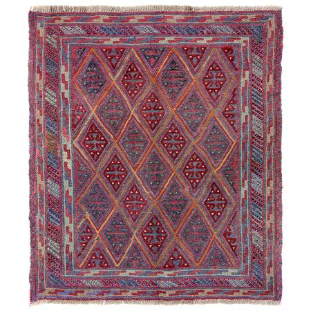 Mashwani Runner Rug Handmade Multi Geometric 4x4 ft