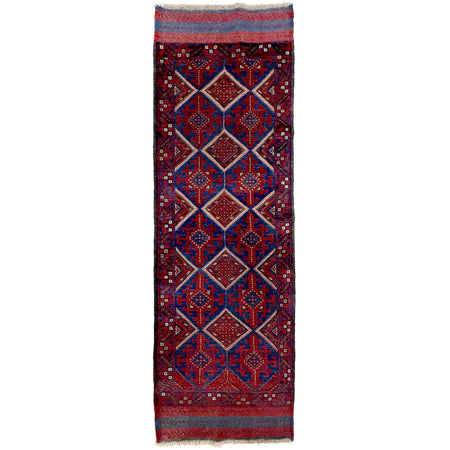 Mashwani Runner Handmade Deep Red Geometric 8' Runner