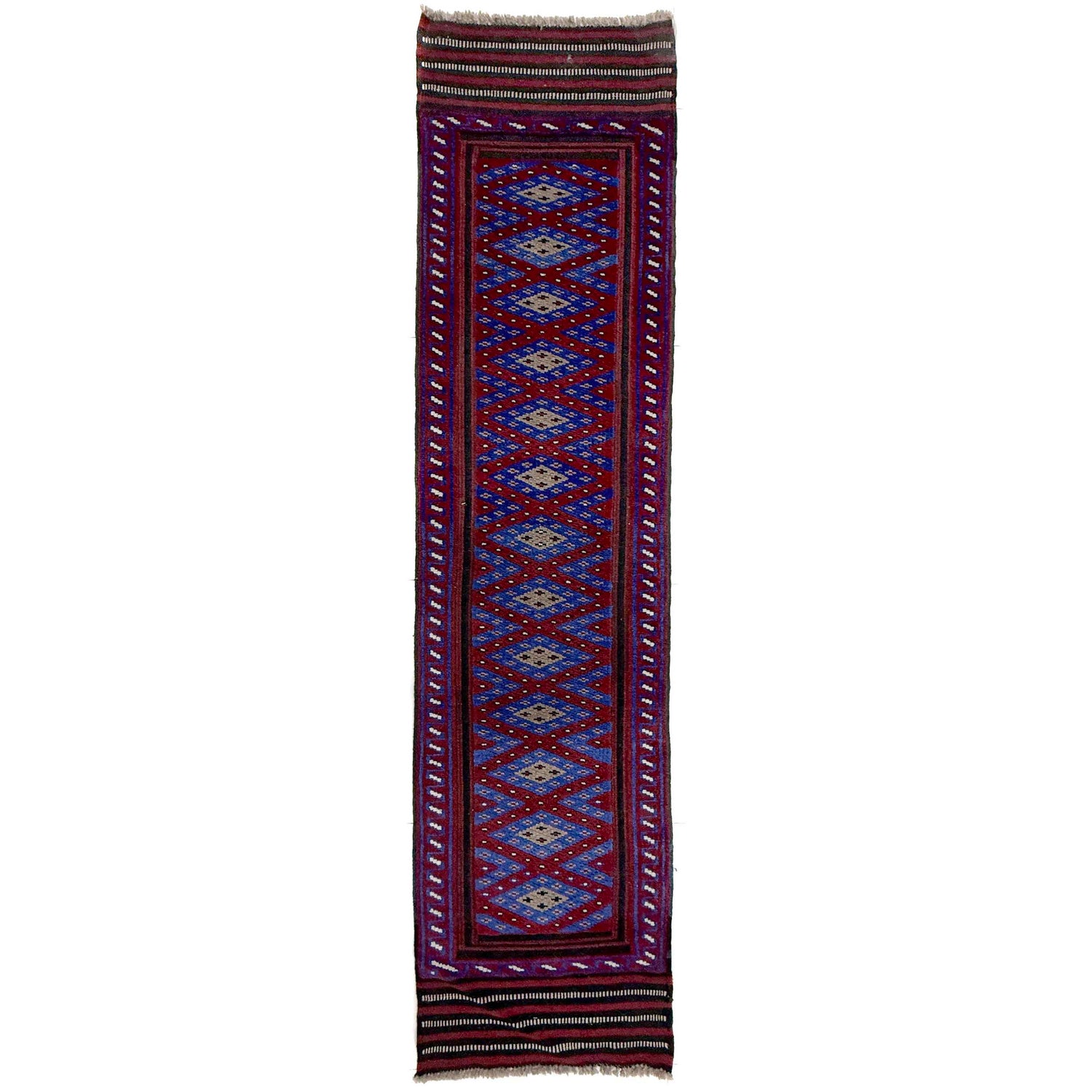 Mashwani Runner Rug Handmade Blue Geometric 8' Runner