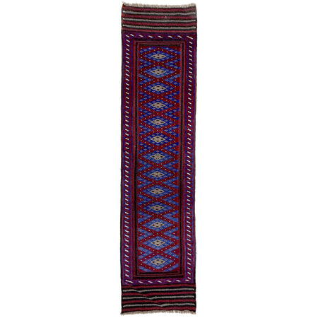 Mashwani Runner Rug Handmade Blue Geometric 8' Runner