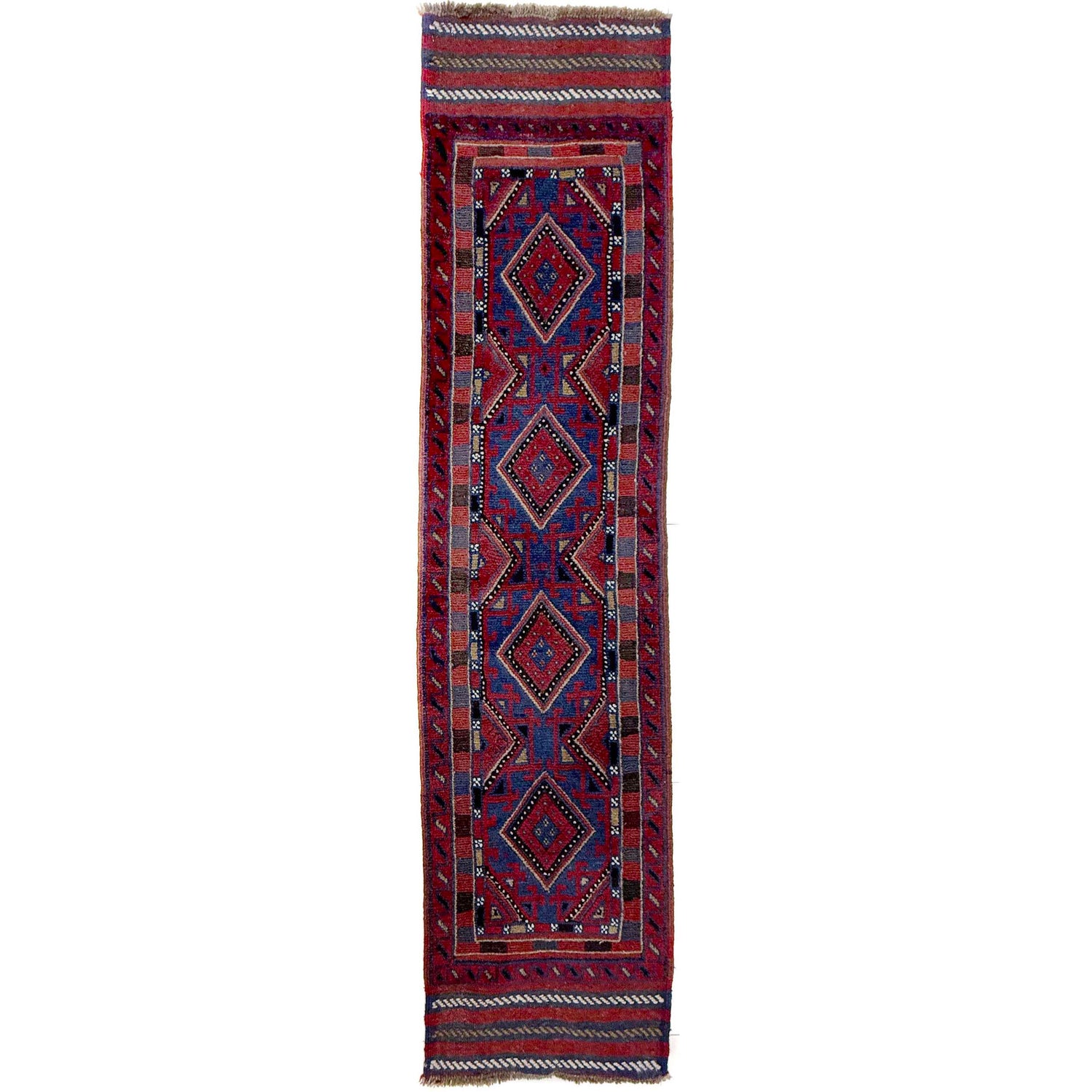 Mashwani Area Rug Runner Handmade Red Geometric 8' Runner