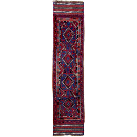 Mashwani Area Rug Runner Handmade Red Geometric 8' Runner