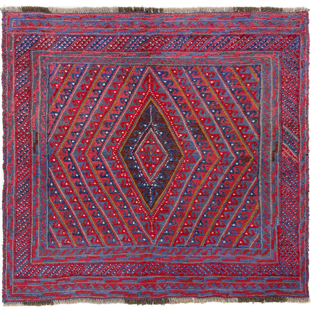 Mashwani Runner Rug Handmade Multi Geometric 4x4 ft