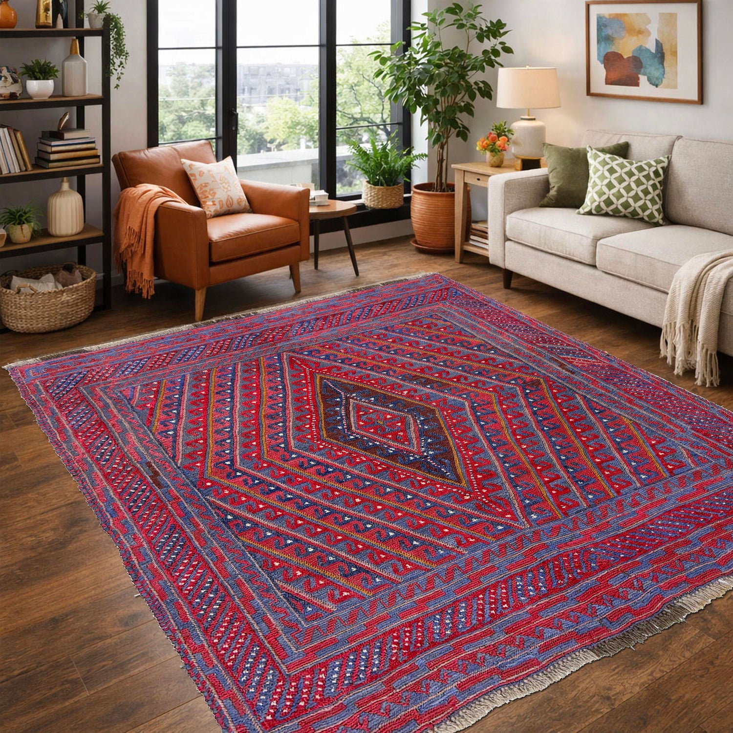 Mashwani Runner Rug Handmade Multi Geometric 4x4 ft