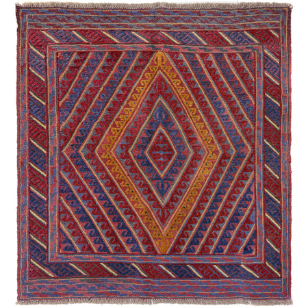 Mashwani Runner Rug Handmade Multi Geometric 4x4 ft