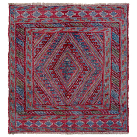 Mashwani Runner Rug Handmade Multi Geometric 4x4 ft