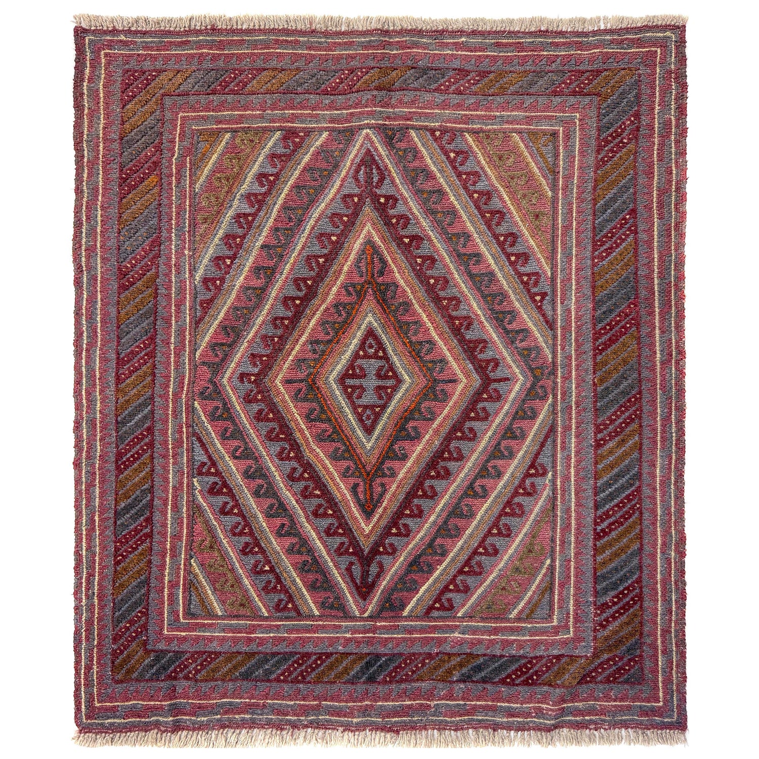 Mashwani Runner Rug Handmade Multi Geometric 4x4 ft
