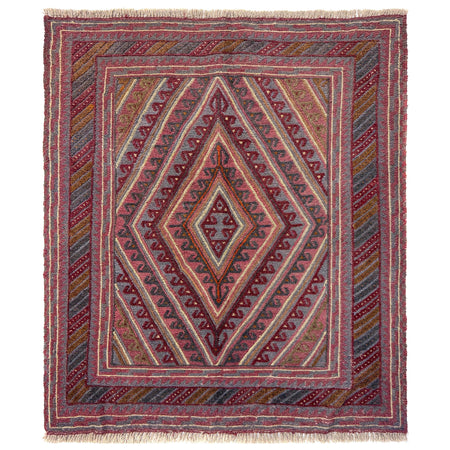 Mashwani Runner Rug Handmade Multi Geometric 4x4 ft