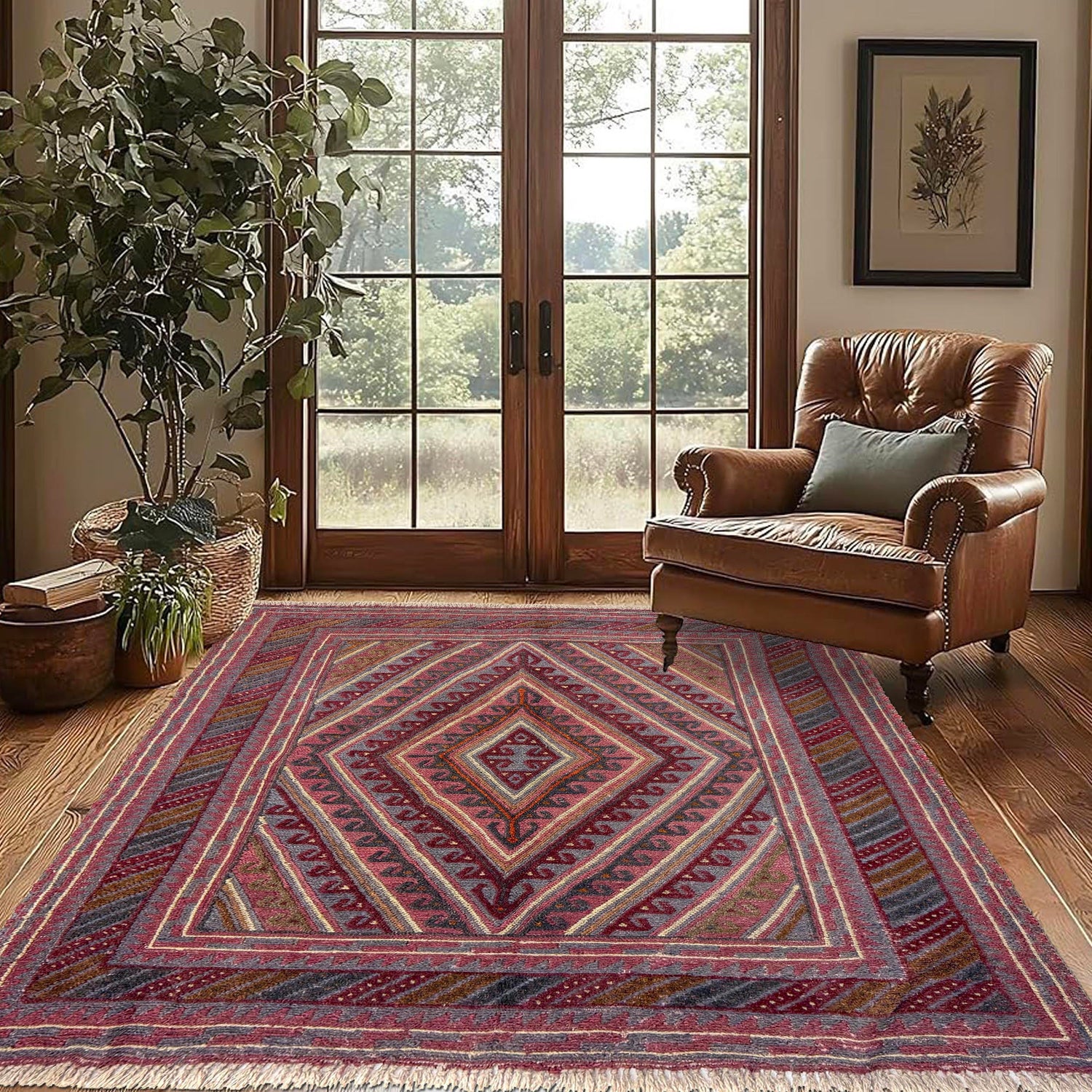 Mashwani Runner Rug Handmade Multi Geometric 4x4 ft