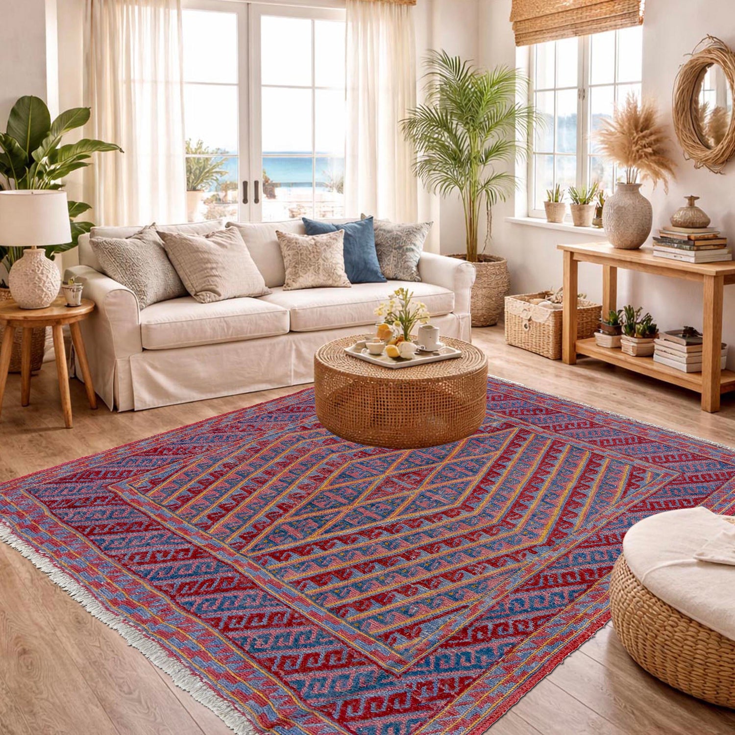 Mashwani Runner Rug Handmade Multi Geometric 4x4 ft