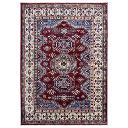 Kazak Rug Handmade Red Medallion 4x6 ft