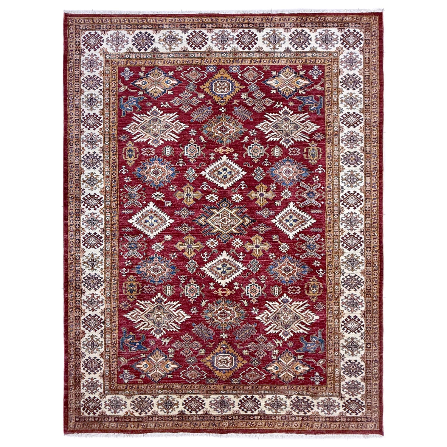Kazak Rug Handmade Red Medallion 7x10 ft