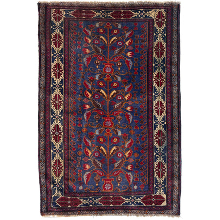 Baluchi Rug Handmade Multi Geometric 3x5 ft