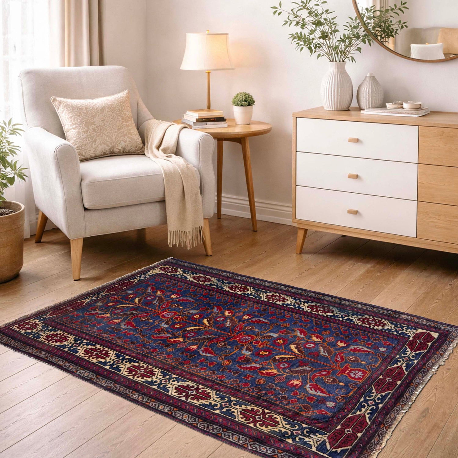 Baluchi Rug Handmade Multi Geometric 3x5 ft