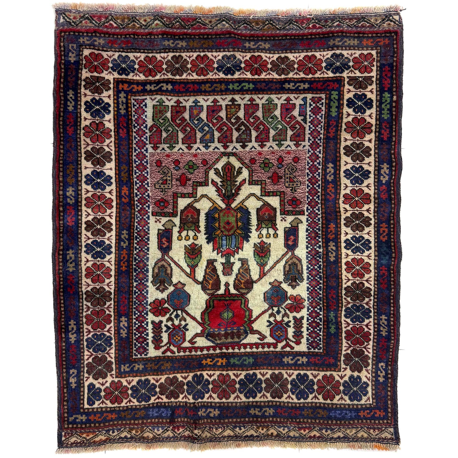 Baluchi Rug Handmade Multi Geometric 2x4 ft