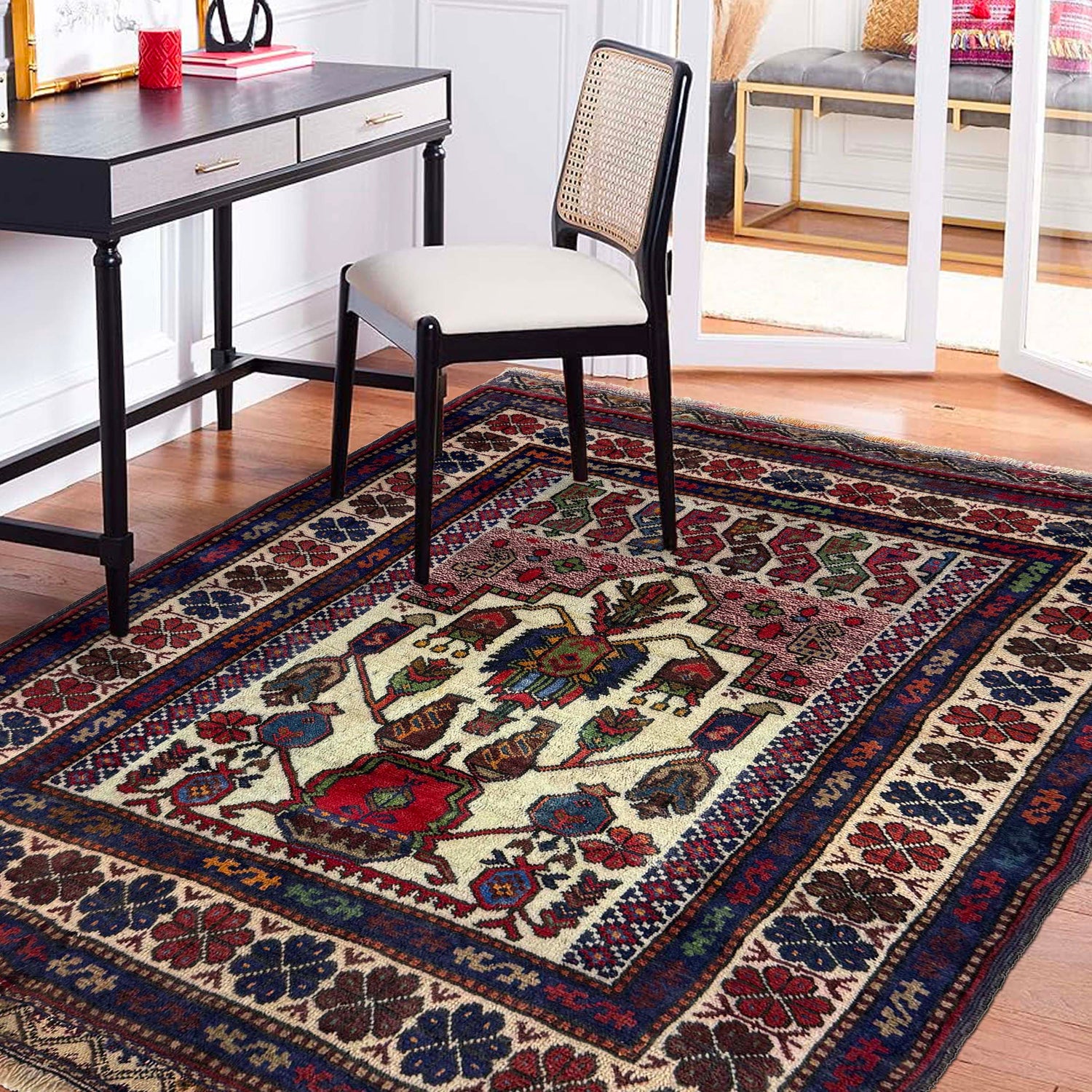 Baluchi Rug Handmade Multi Geometric 2x4 ft