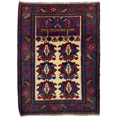 Baluchi Rug Handmade Multi Geometric 3x5 ft