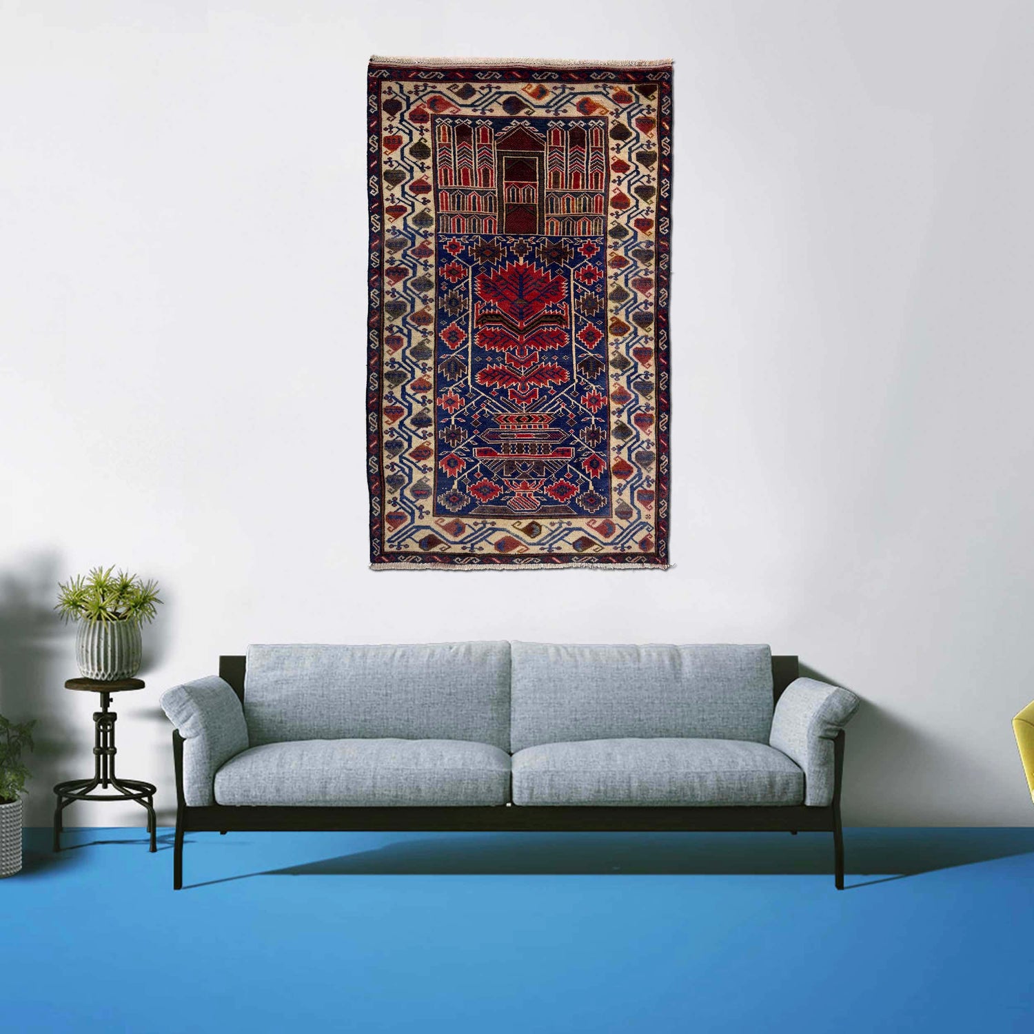 Baluchi Rug Handmade Multi Prayer Design 3x5 ft