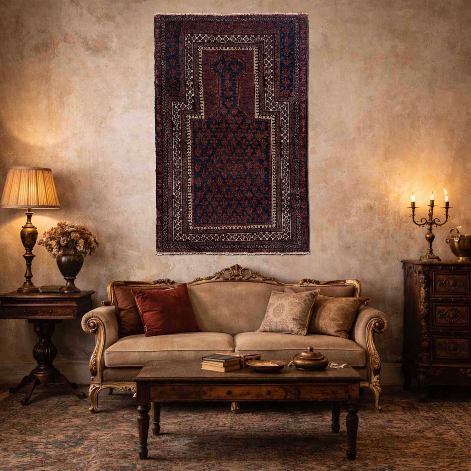 Baluchi Rug Handmade Multi Prayer Design 3x5 ft