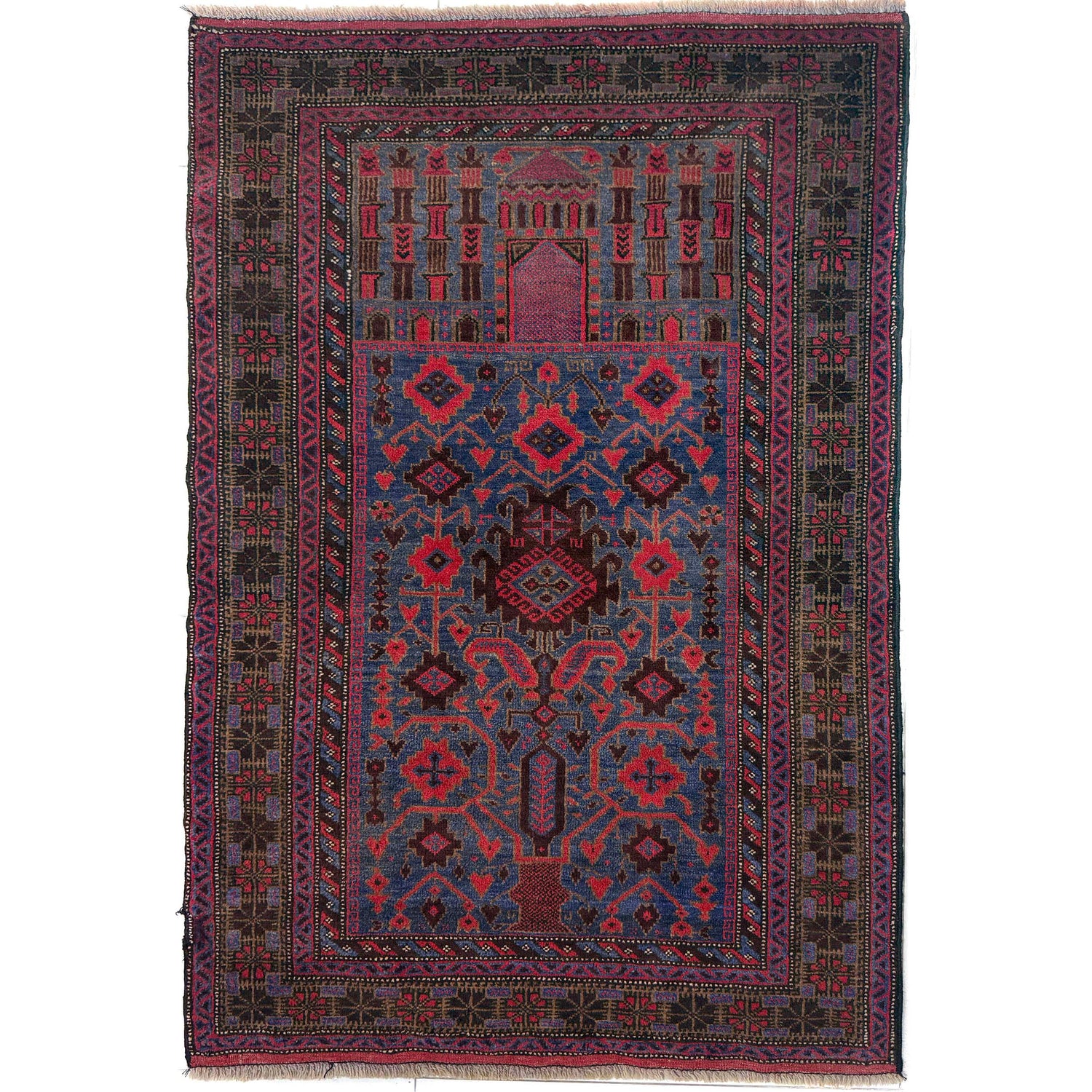 Baluchi Rug Handmade Multi Prayer Design 2x4 ft