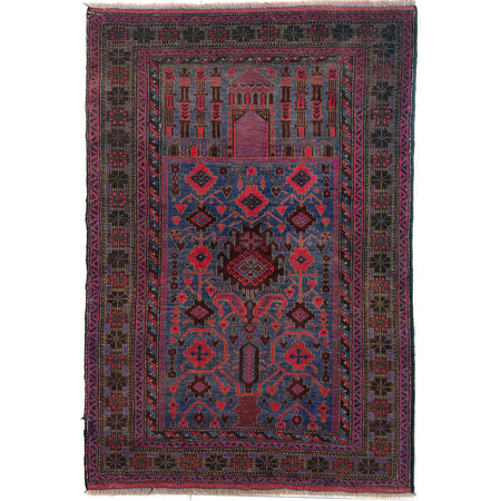 Baluchi Rug Handmade Multi Prayer Design 2x4 ft