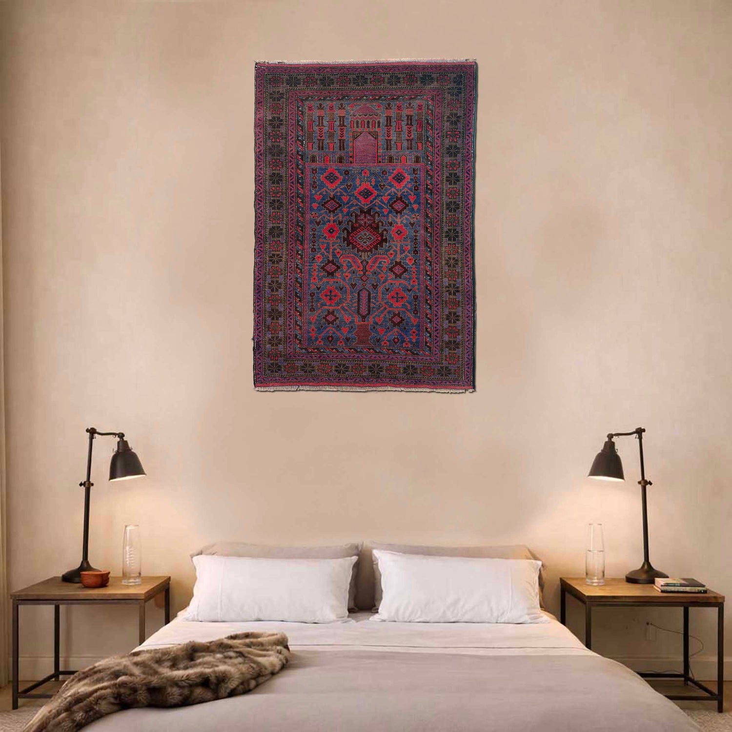 Baluchi Rug Handmade Multi Prayer Design 2x4 ft