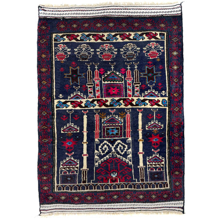 Baluchi Rug Handmade Multi Prayer Design 2x4 ft