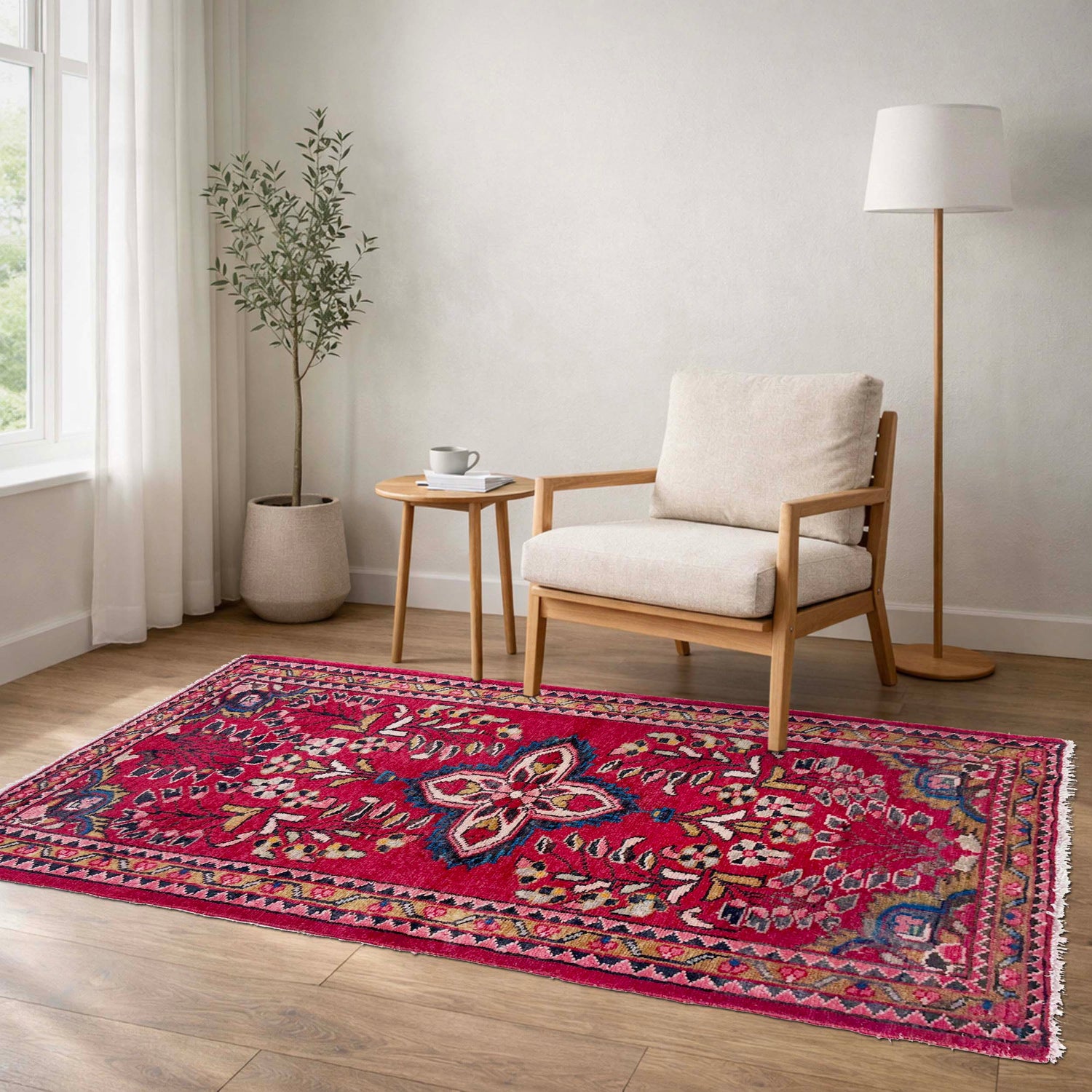 Baluchi Rug Handmade Red Geometric 2x4 ft