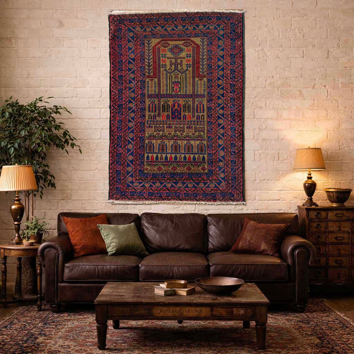 Baluchi Rug Handmade Multi Prayer Design 2x4 ft