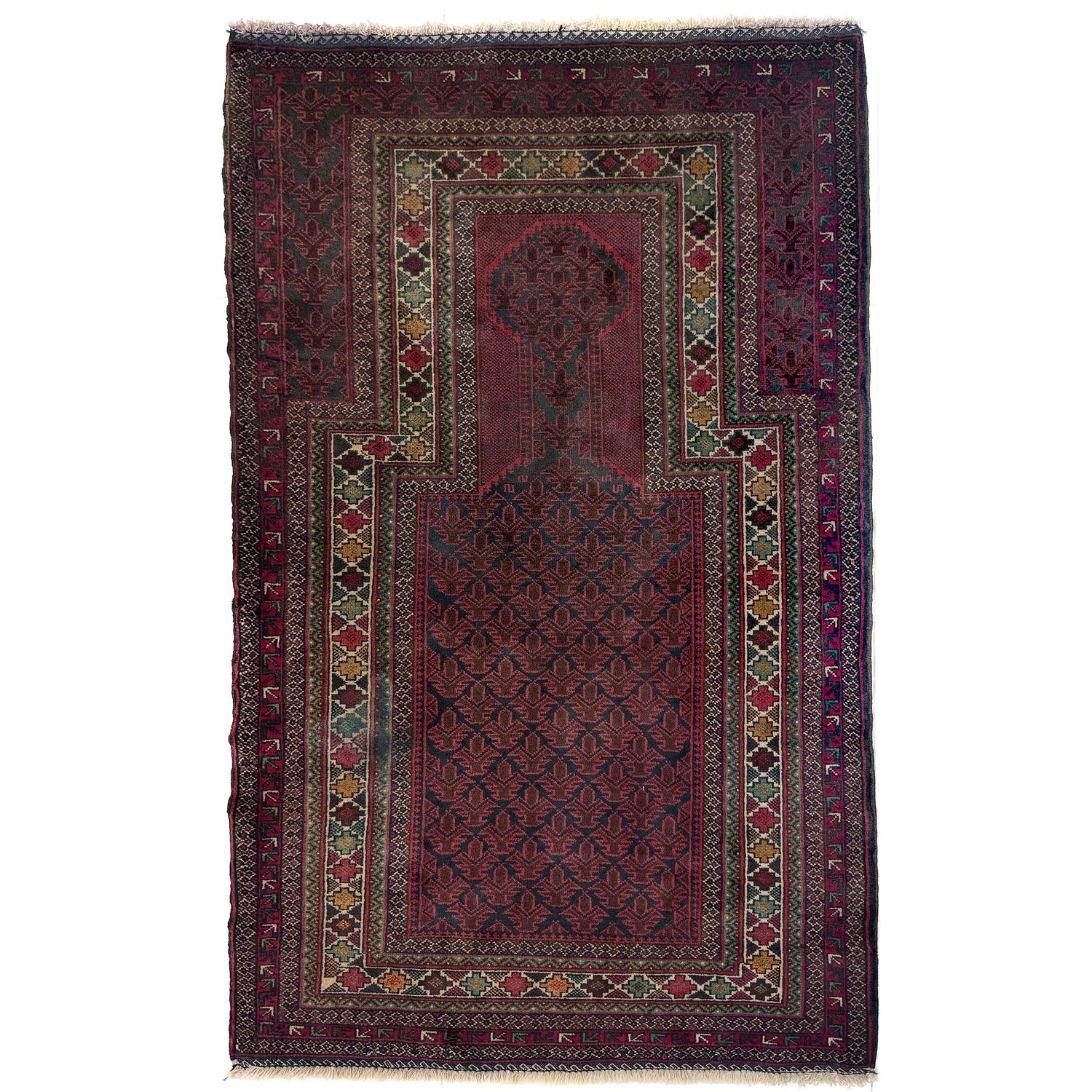 Baluchi Rug Handmade Multi Prayer Design 3x5 ft