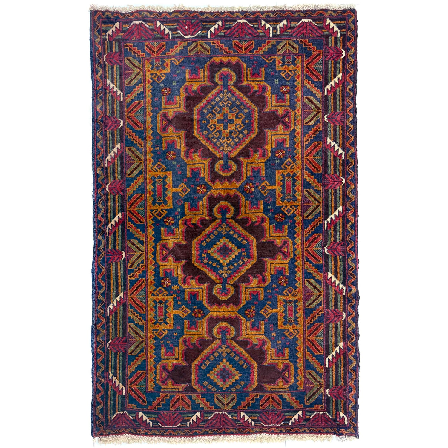 Baluchi Rug Handmade Multi Geometric 2x4 ft