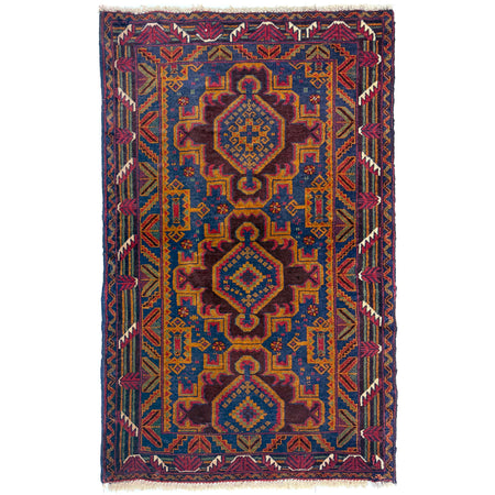 Baluchi Rug Handmade Multi Geometric 2x4 ft